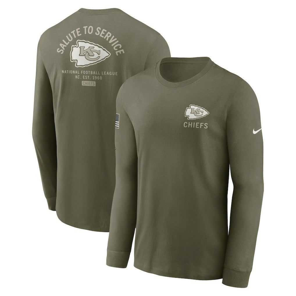 Kansas City Chiefs 2025 Salute to Service Sideline Long Sleeve T-Shirt - Olive | Nike discount