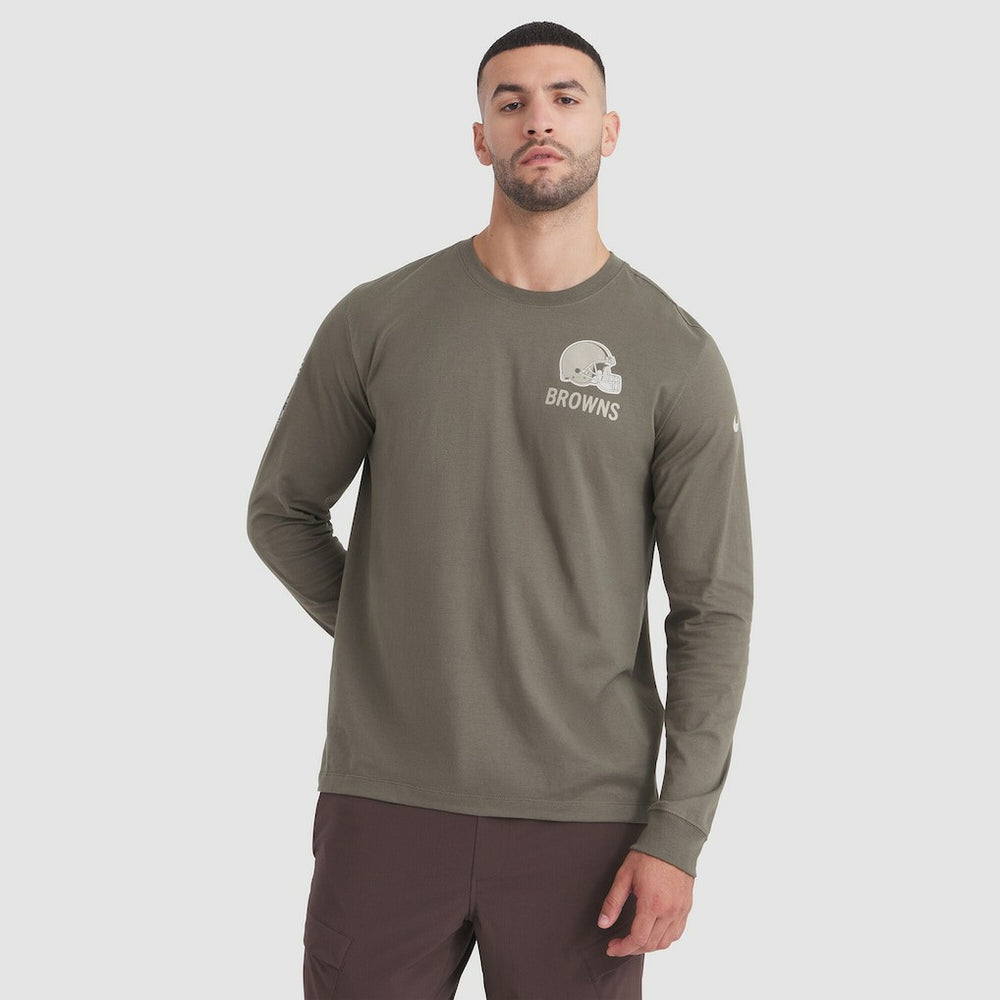 Cleveland Browns 2025 Salute to Service Sideline Long Sleeve T-Shirt - Olive | Nike outlet