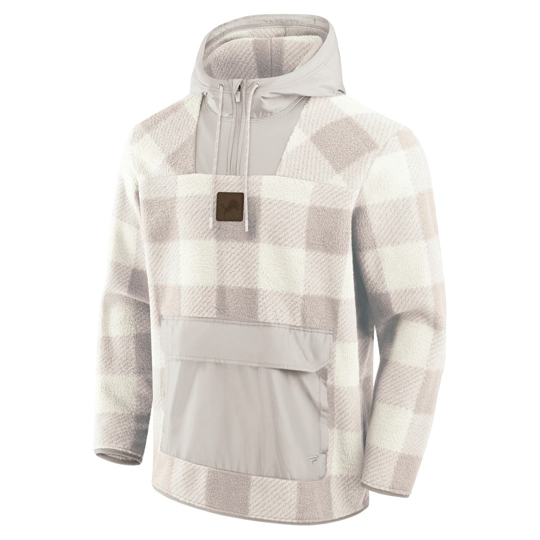 Detroit Lions Elements Plaid Polar Fleece Quarter-Zip Hoodie - Gray discount