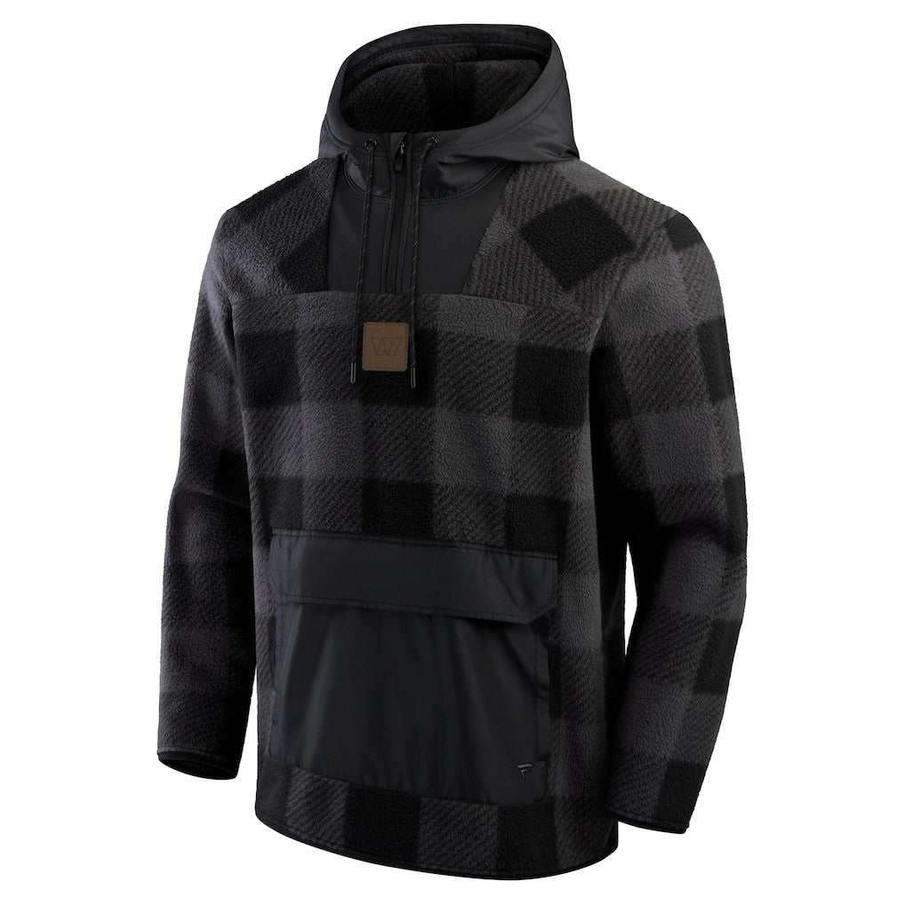 Washington Commanders Elements Plaid Polar Fleece Quarter-Zip Hoodie - Black sale