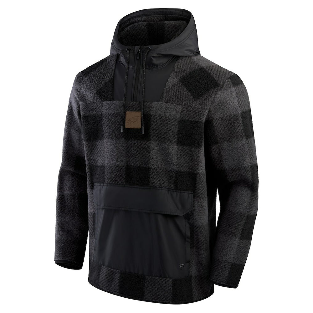 Philadelphia Eagles Elements Plaid Polar Fleece Quarter-Zip Hoodie - Black outlet