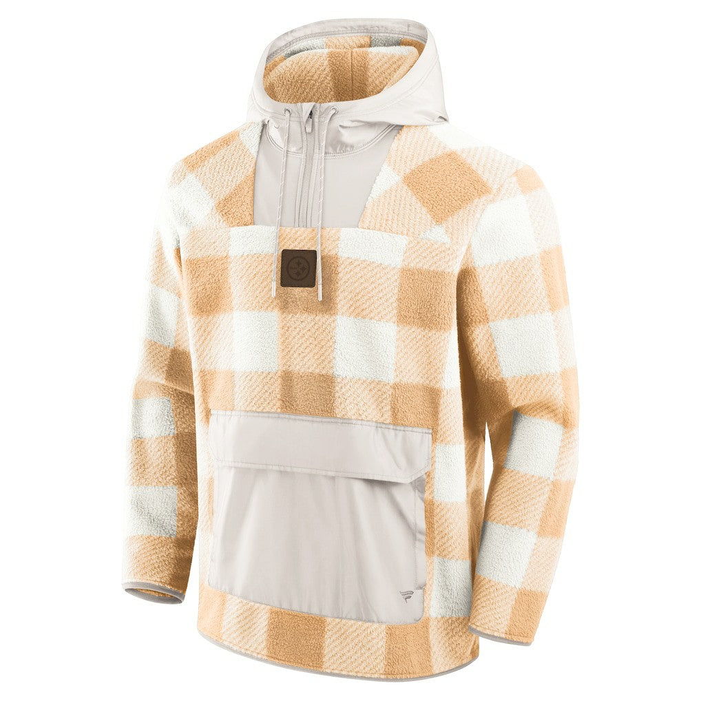 Pittsburgh Steelers Elements Plaid Polar Fleece Quarter-Zip Hoodie - Tan for sale