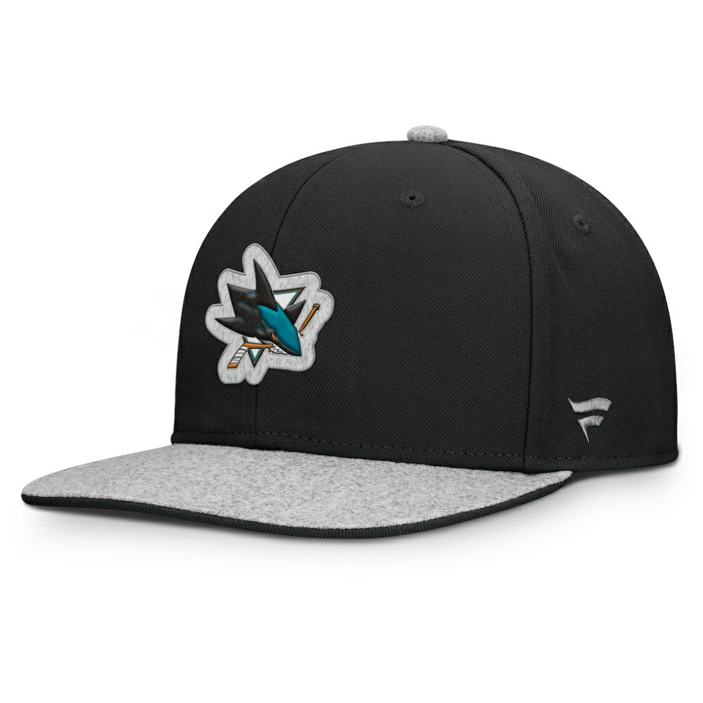 San Jose Sharks Fanatics Fundamentals Loden Snapback Hat Black