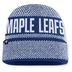 Toronto Maple Leafs Fanatics Fundamentals Shelter Cuffed Knit Hat Blue/White
