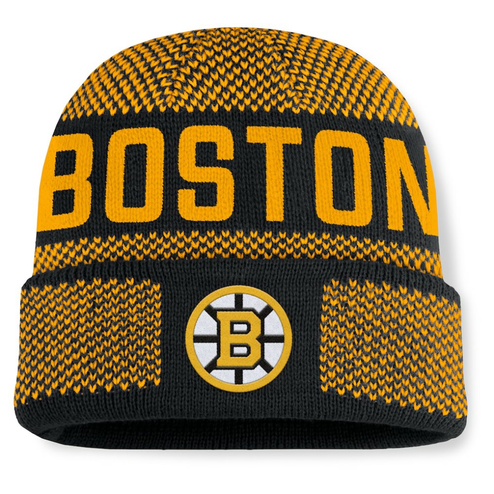 Boston Bruins Fanatics Fundamentals Shelter Cuffed Knit Hat Black/Gold