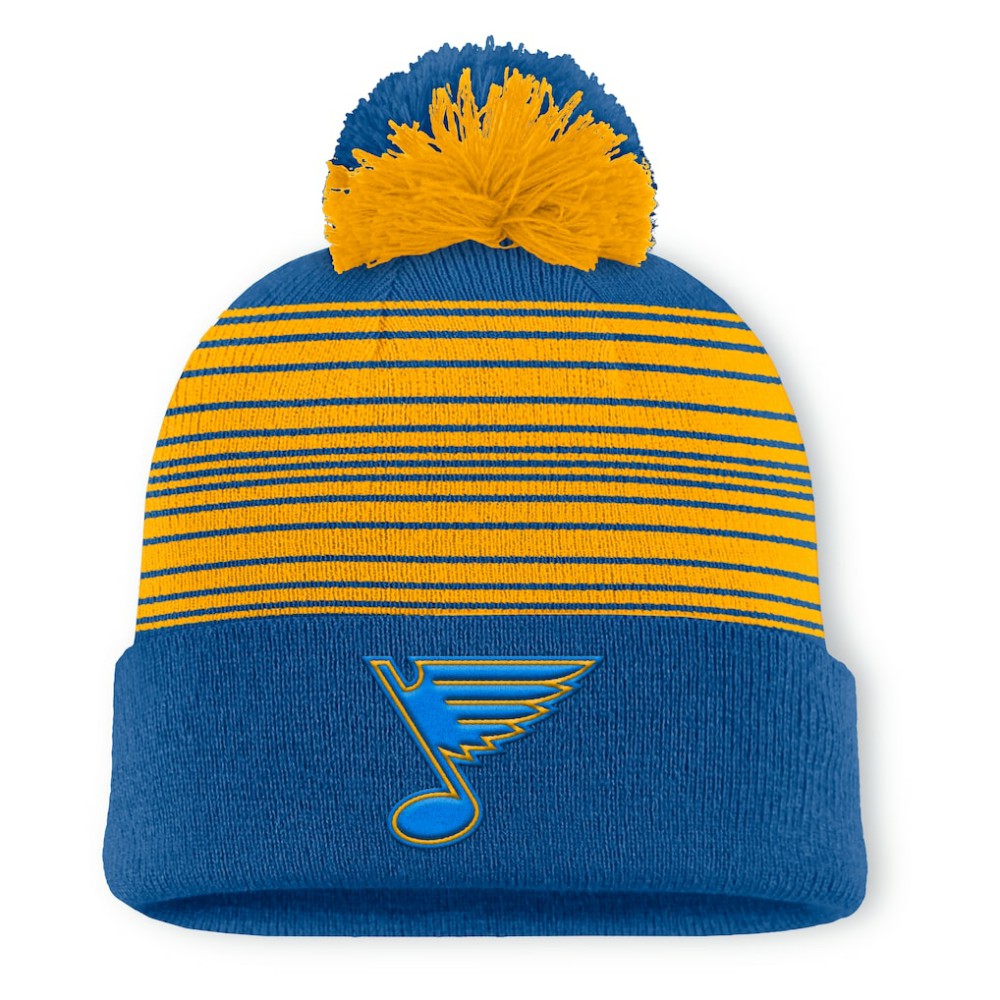 St. Louis Blues Fanatics Fundamental Spirit Cuffed Pom Knit Hat Navy