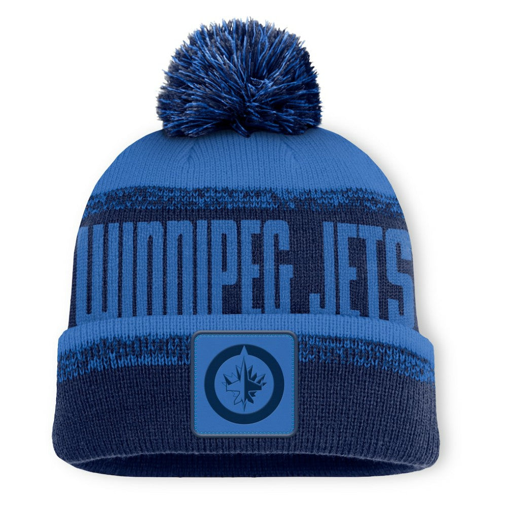 Winnipeg Jets Fanatics Fundamentals Thrive Cuffed Knit Hat with Pom Navy/Blue