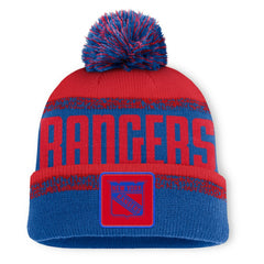New York Rangers Fanatics Fundamentals Thrive Cuffed Knit Hat with Pom Blue/Red