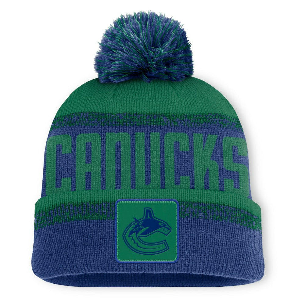 Vancouver Canucks Fanatics Fundamentals Thrive Cuffed Knit Hat with Pom Blue/Green