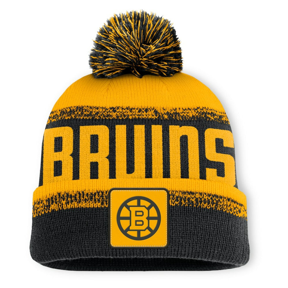 Boston Bruins Fanatics Fundamentals Thrive Cuffed Knit Hat with Pom Black/Gold