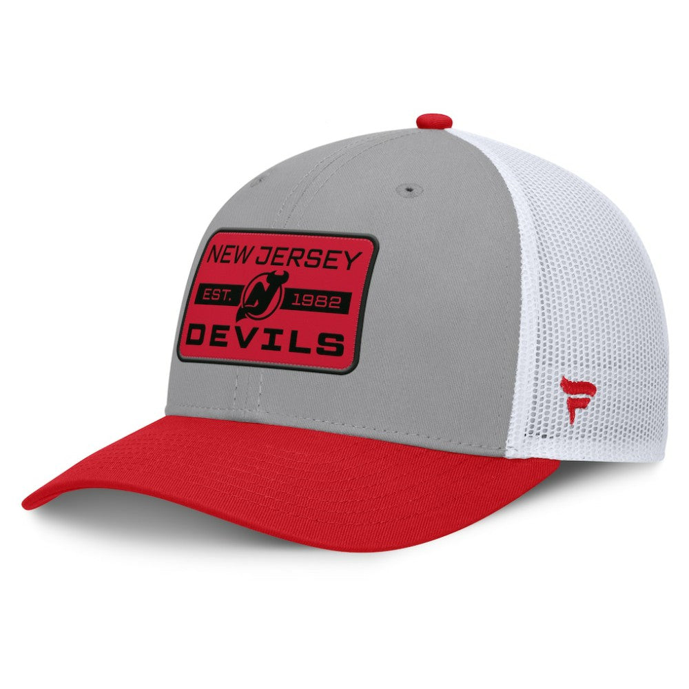 New Jersey Devils Fanatics Fundamental Adapt Trucker Adjustable Hat Gray/Red