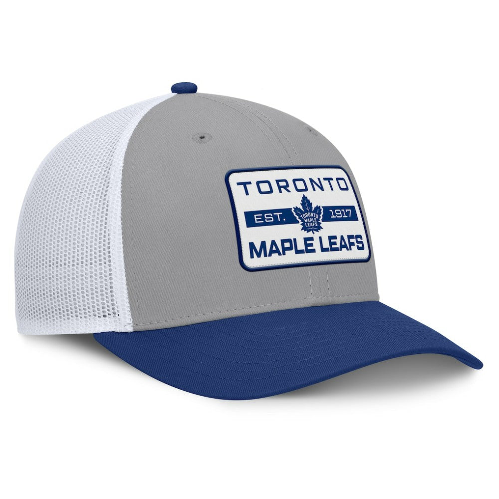 Toronto Maple Leafs Fanatics Fundamental Adapt Trucker Adjustable Hat Gray/Blue