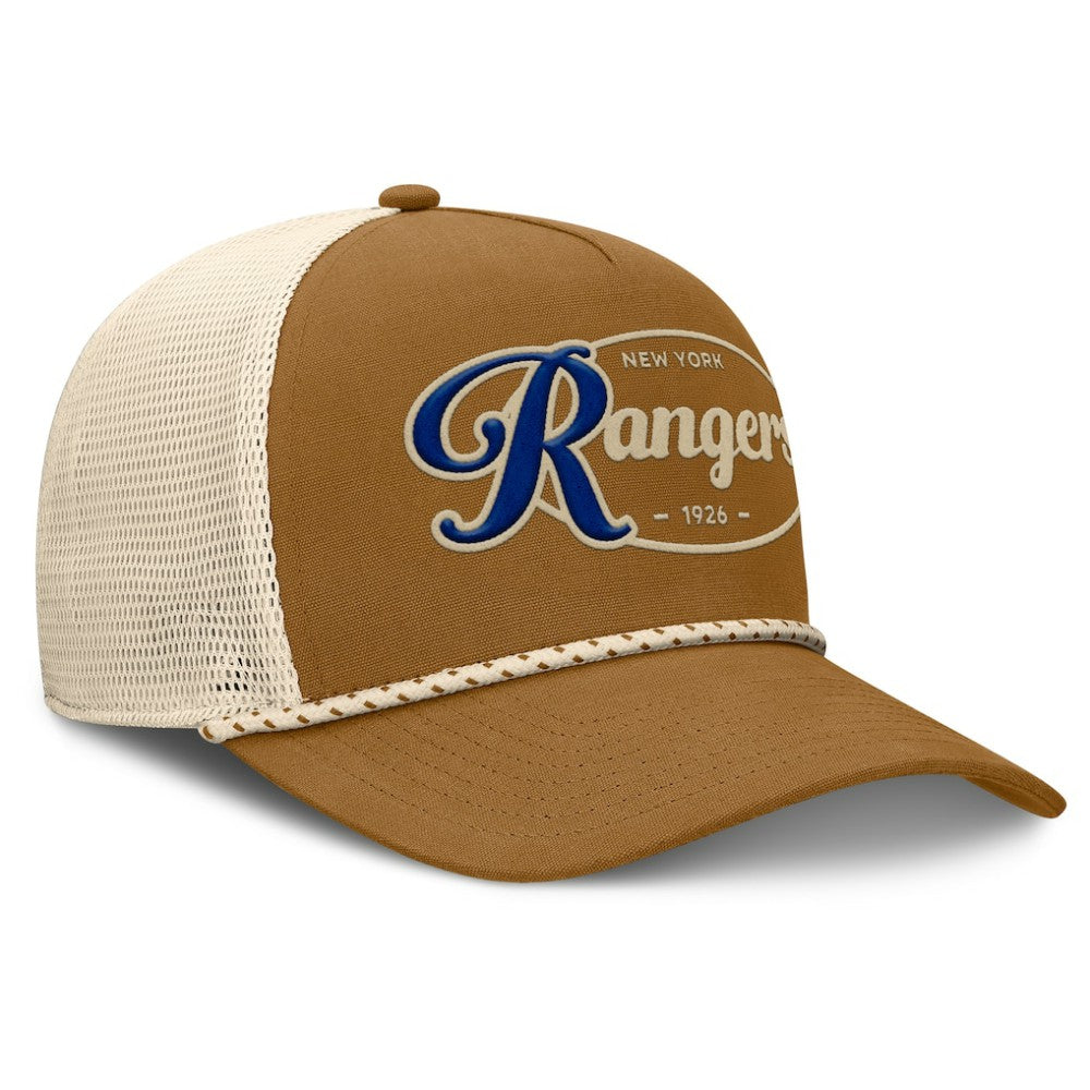 New York Rangers Fanatics Heritage Fetch A-Frame Trucker Adjustable Hat Brown/Cream