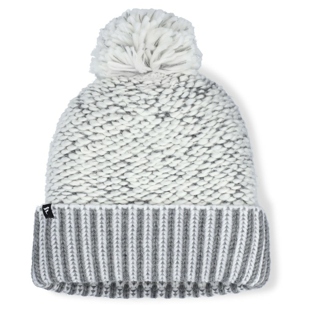 Chicago Blackhawks Fanatics Women's Fundamental Mist Cuffed Knit Hat with Pom White/Gray