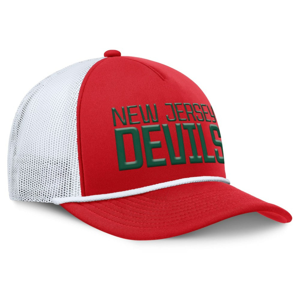New Jersey Devils Fanatics Heritage Dutch A-Frame Trucker Adjustable Hat Red/White