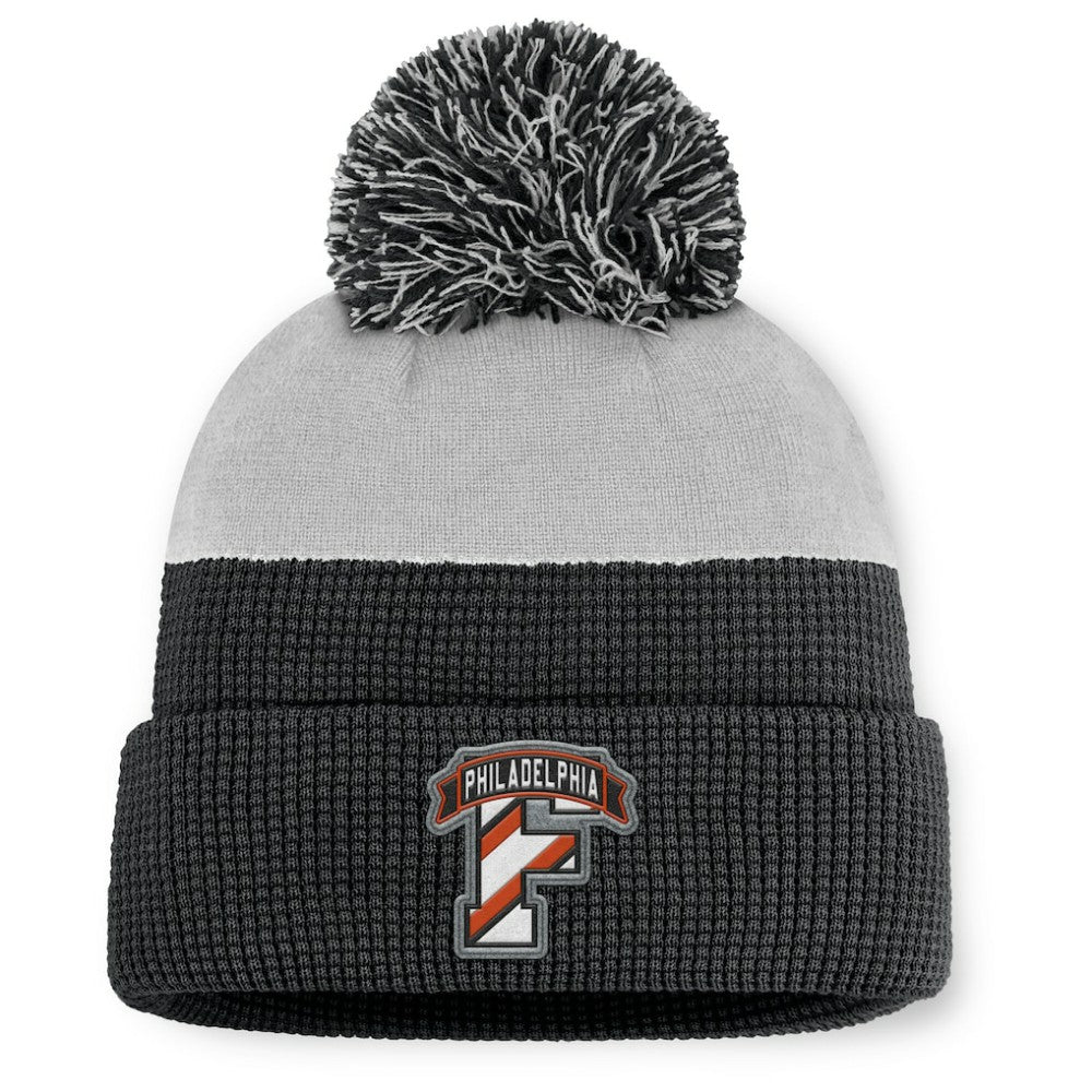 Philadelphia Flyers Fanatics Authentic Pro Home Ice Cuffed Knit Hat with Pom Black/Gray