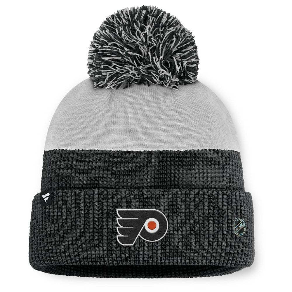 Philadelphia Flyers Fanatics Authentic Pro Home Ice Cuffed Knit Hat with Pom Black/Gray