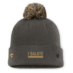 Washington Capitals Fanatics Authentic Pro Military Appreciation Cuffed Knit Hat with Pom Charcoal