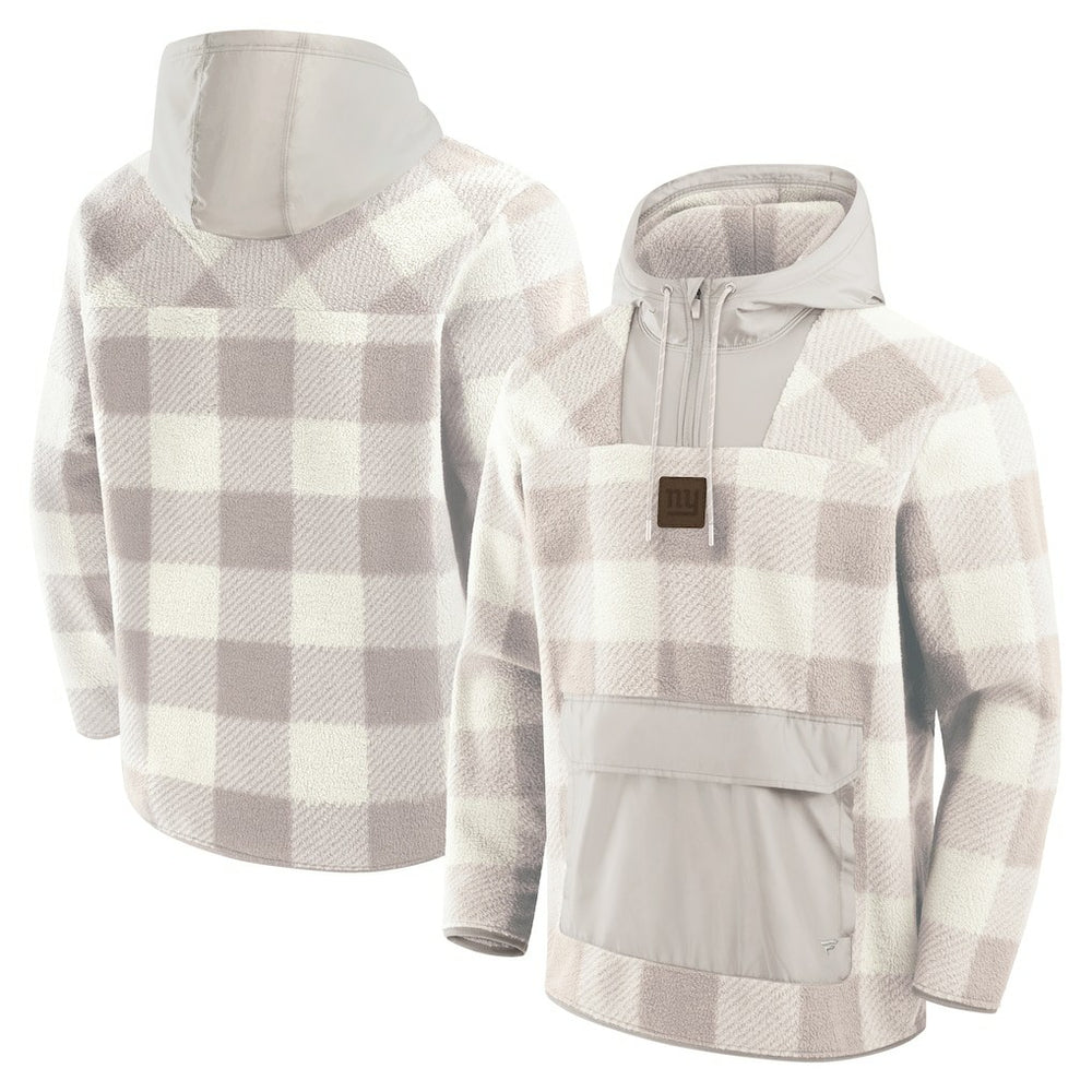 New York Giants Elements Plaid Polar Fleece Quarter-Zip Hoodie - Gray cheap