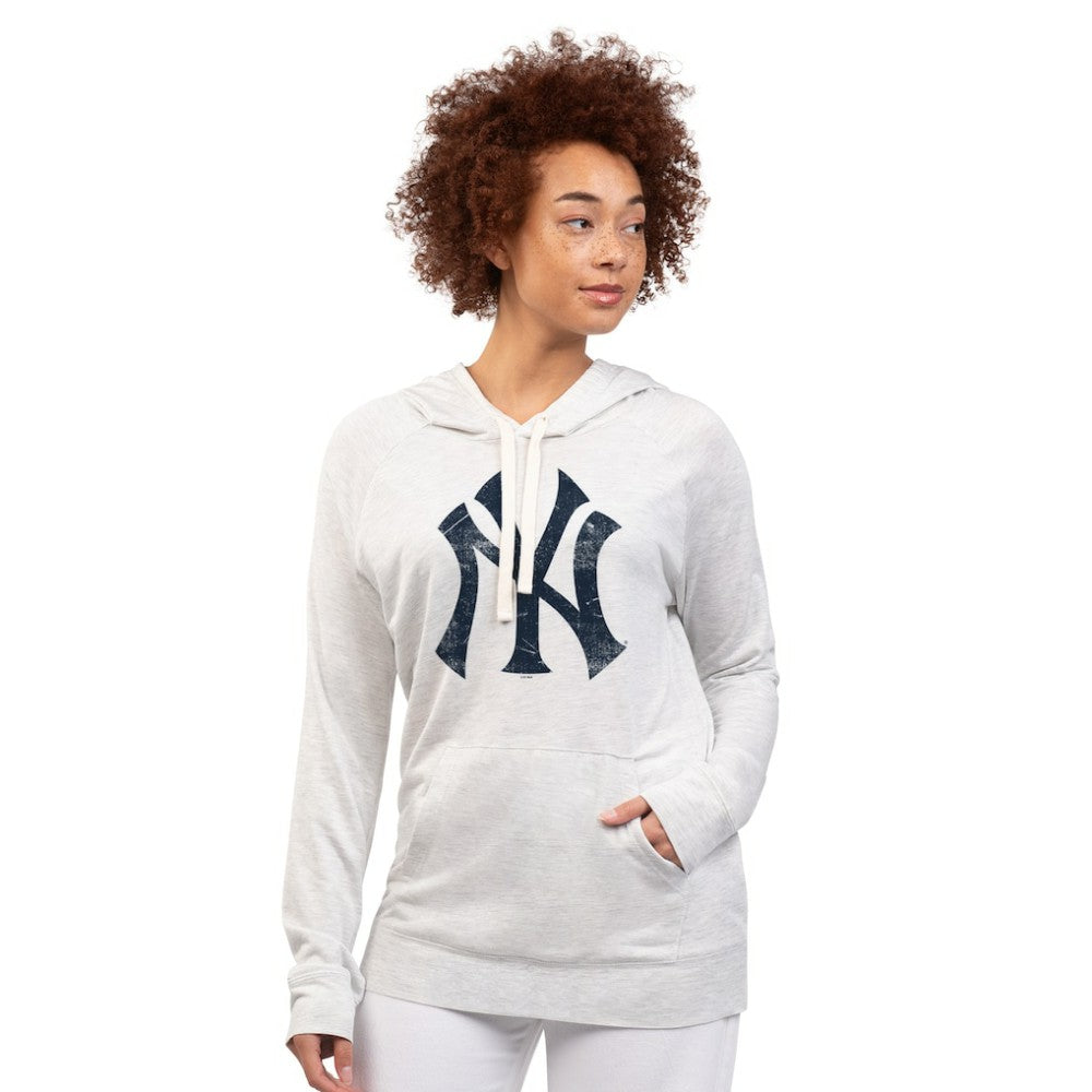 New York Yankees G-III 4Her by Carl Banks Women's Pregame Pullover Hoodie - Oatmeal