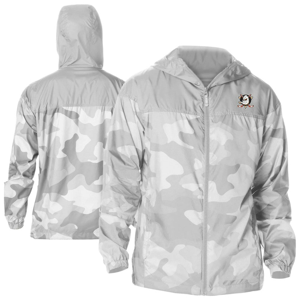 Anaheim Ducks Columbia Camo Flash Challenger Omni-Shade Full-Zip Hoodie Windbreaker Gray