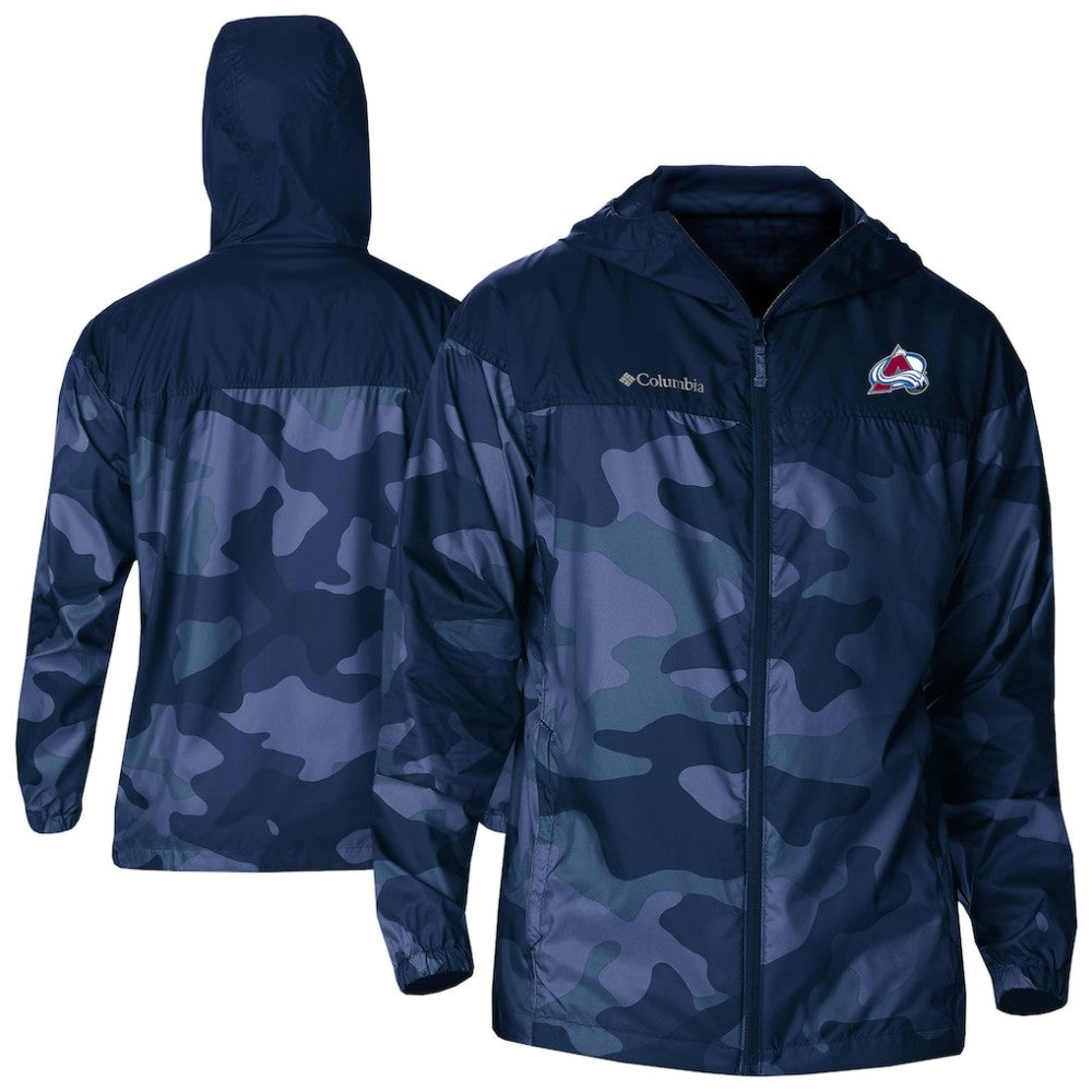 Colorado Avalanche Columbia Camo Flash Challenger Omni-Shade Full-Zip Hoodie Windbreaker Navy