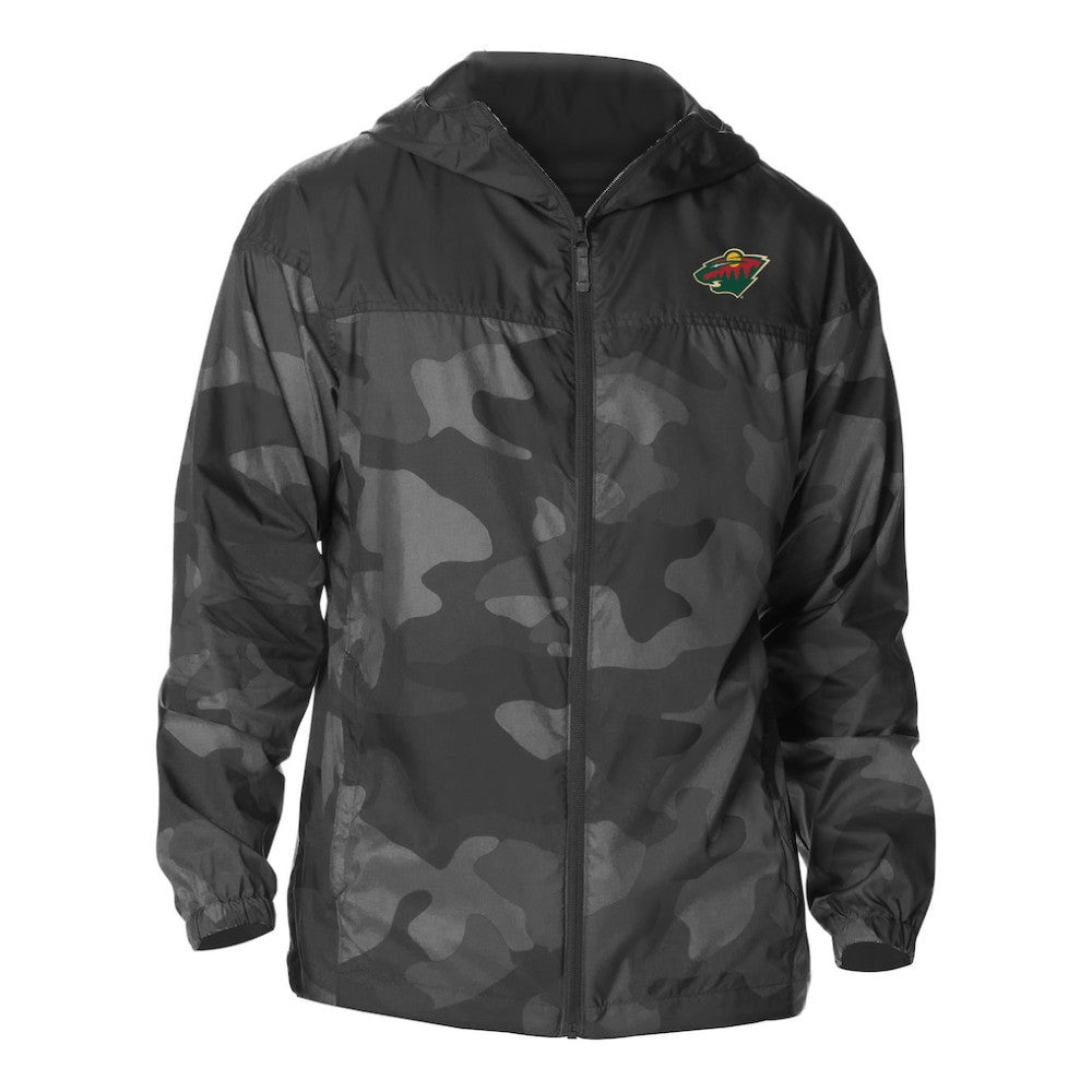 Minnesota Wild Columbia Camo Flash Challenger Omni-Shade Full-Zip Hoodie Windbreaker Black