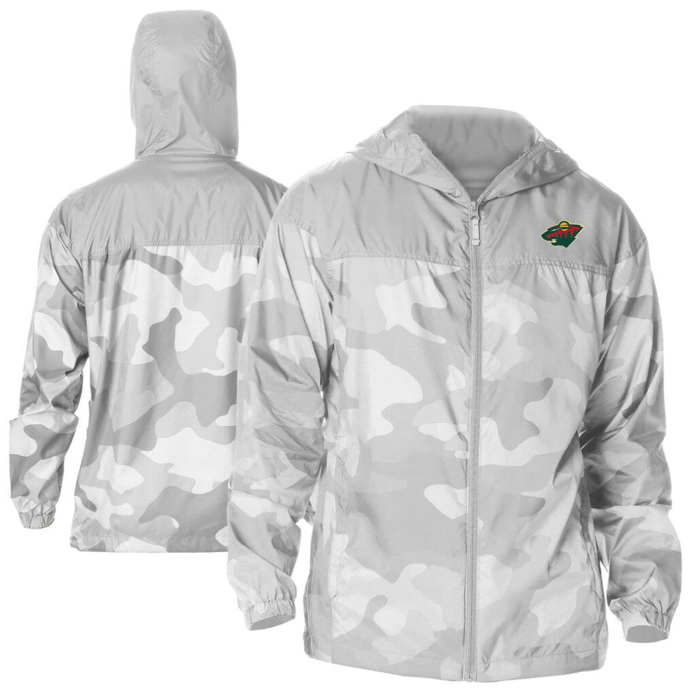 Minnesota Wild Columbia Camo Flash Challenger Omni-Shade Full-Zip Hoodie Windbreaker Gray