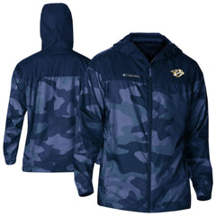 Nashville Predators Columbia Camo Flash Challenger Omni-Shade Full-Zip Hoodie Windbreaker Navy