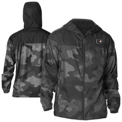Philadelphia Flyers Columbia Camo Flash Challenger Omni-Shade Full-Zip Hoodie Windbreaker Black