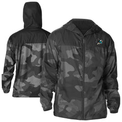 San Jose Sharks Columbia Camo Flash Challenger Omni-Shade Full-Zip Hoodie Windbreaker Black