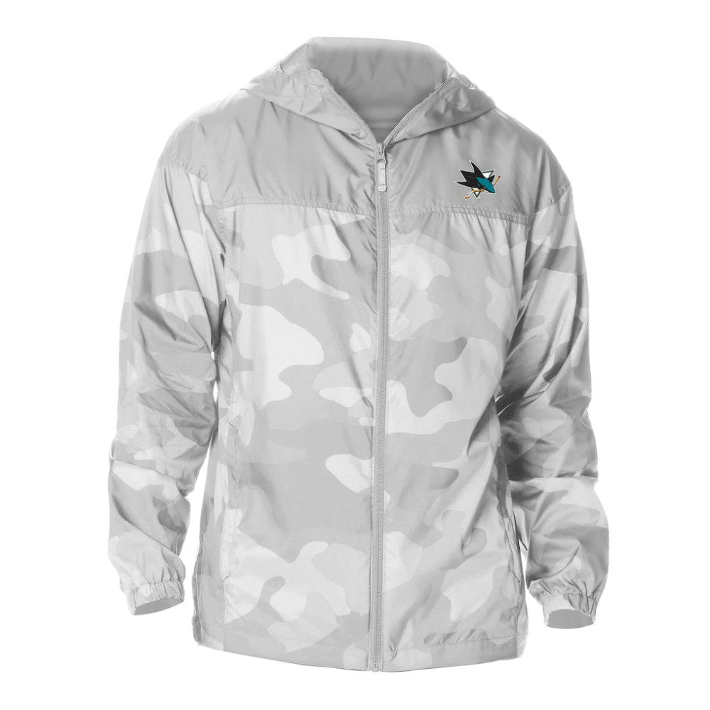 San Jose Sharks Columbia Camo Flash Challenger Omni-Shade Full-Zip Hoodie Windbreaker Gray