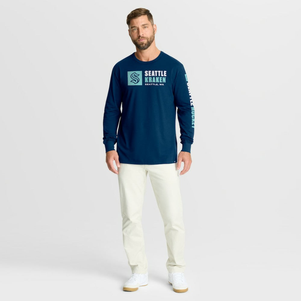 Seattle Kraken Fanatics Goal Crease Legacy Long Sleeve T-Shirt Navy