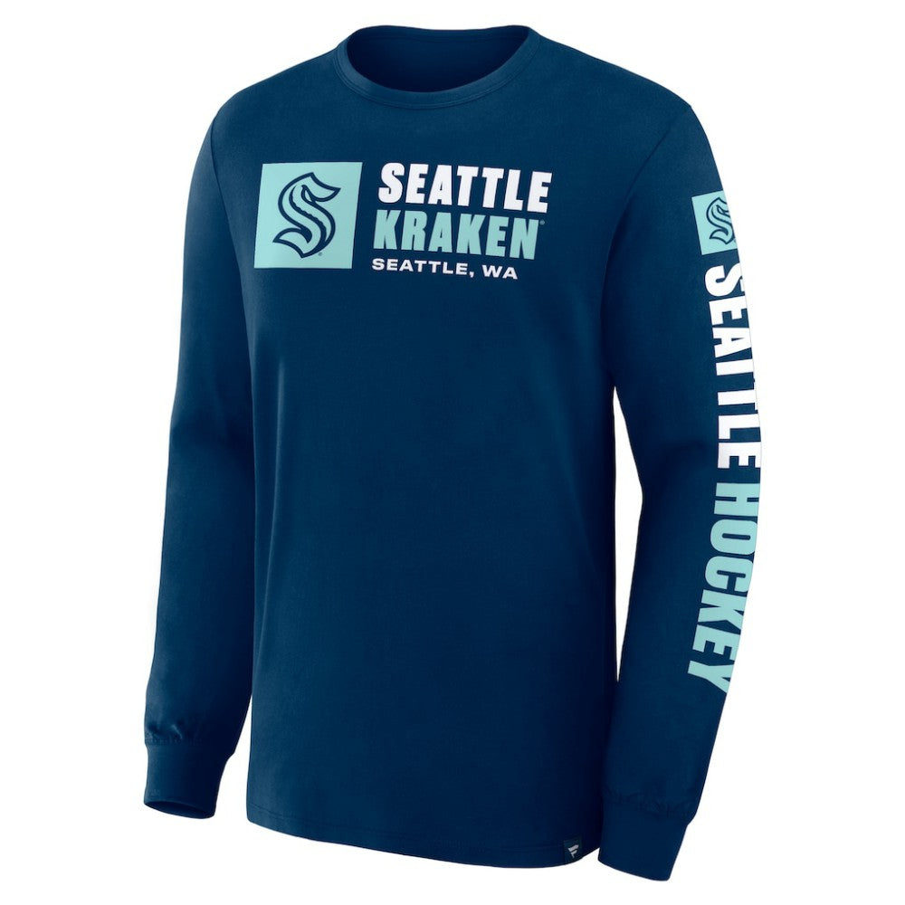 Seattle Kraken Fanatics Goal Crease Legacy Long Sleeve T-Shirt Navy