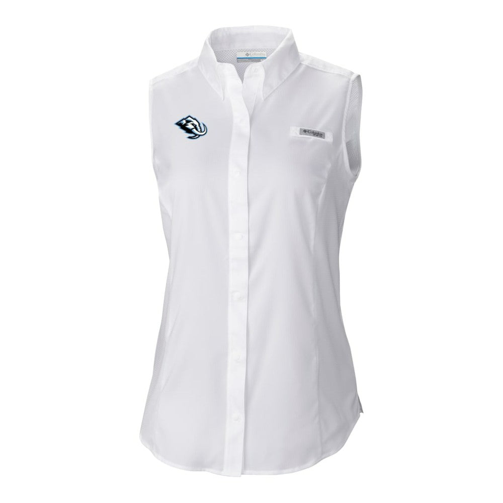 Utah Mammoth Columbia Women's Tamiami Omni-Shade Sleeveless Button-Up Shirt White