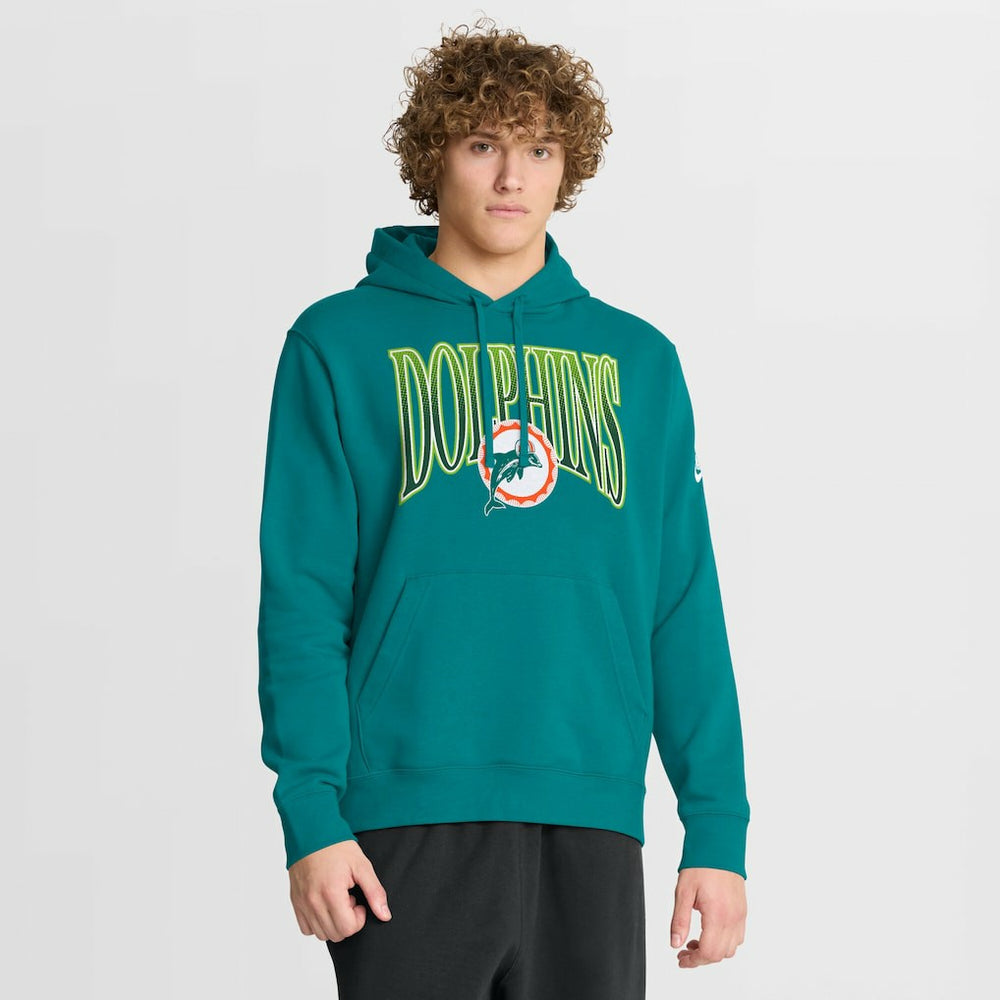 Miami Dolphins Full Blitz Club Fleece Pullover Hoodie - Aqua | Nike for sale
