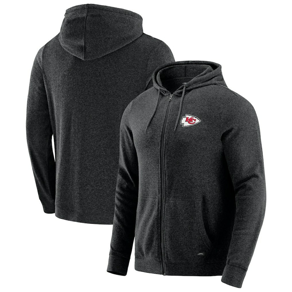 Kansas City Chiefs J. Palmer Players Lounge Tri-Blend Full-Zip Hoodie - Dark Heather Gray sale
