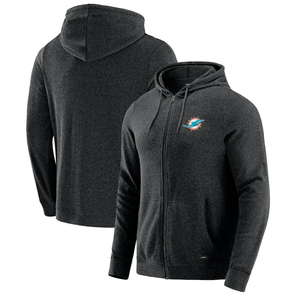 Miami Dolphins J. Palmer Players Lounge Tri-Blend Full-Zip Hoodie - Dark Heather Gray for sale