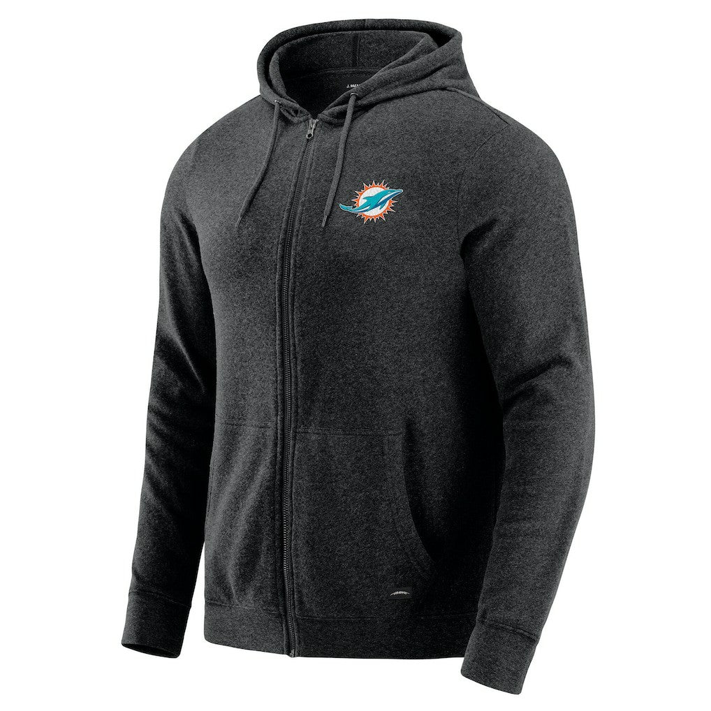 Miami Dolphins J. Palmer Players Lounge Tri-Blend Full-Zip Hoodie - Dark Heather Gray for sale