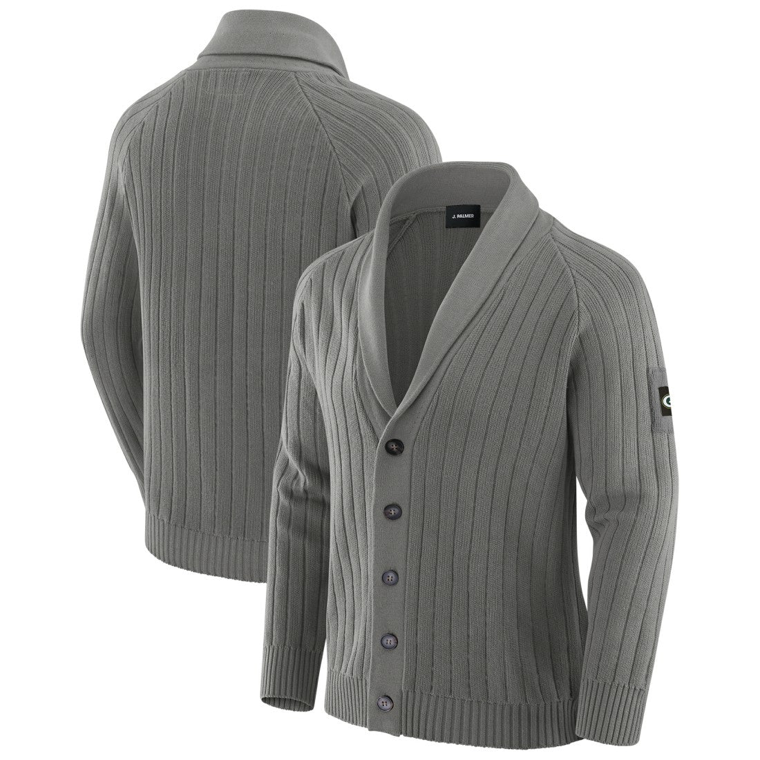 Green Bay Packers J. Palmer The Playmaker Cardigan Raglan Sweater - Graphite on sale
