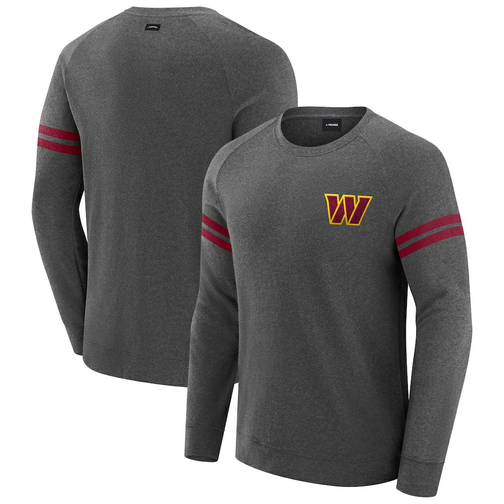 Washington Commanders J. Palmer Players Lounge Raglan Tri-Blend Sweatshirt - Dark Heather Gray sale
