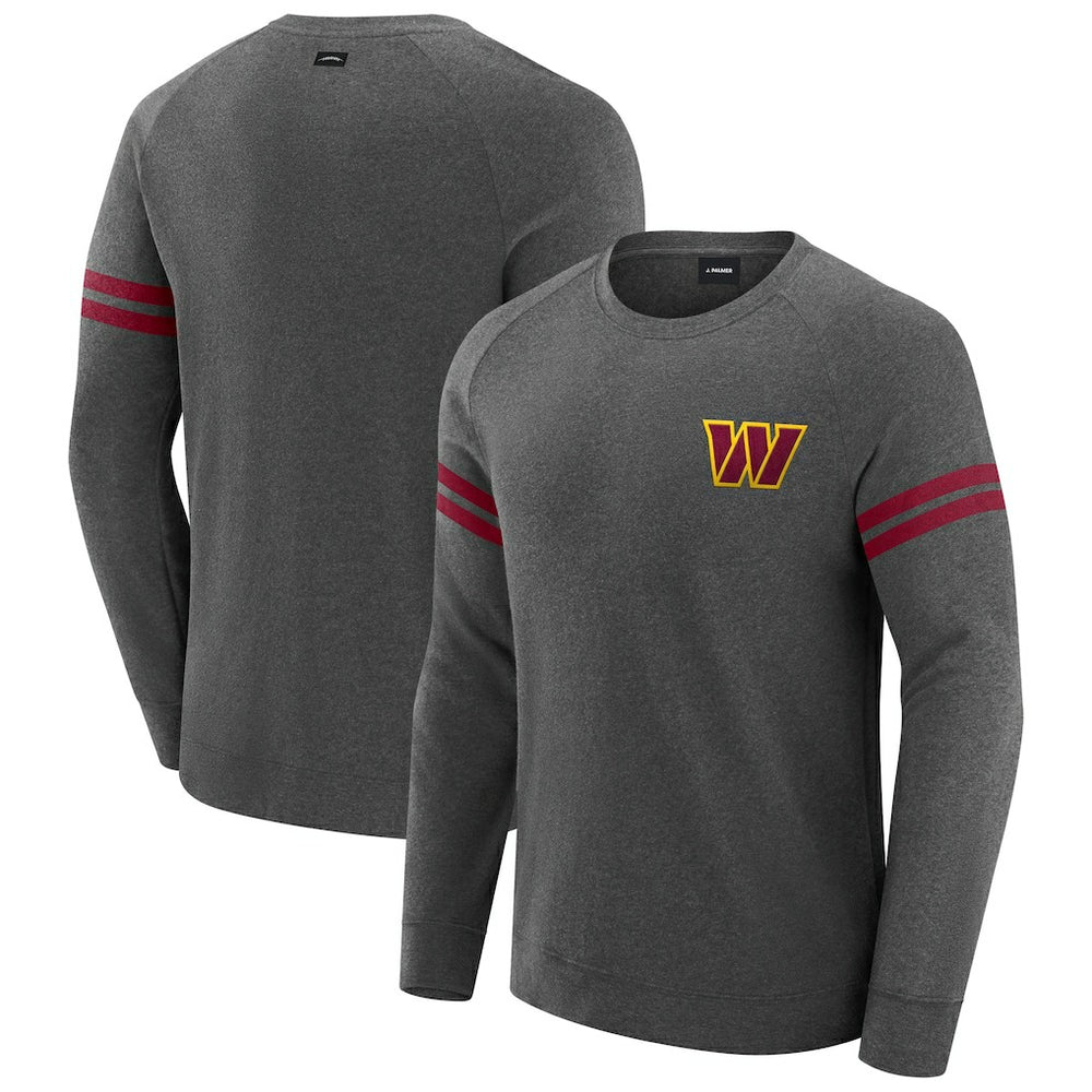 Washington Commanders J. Palmer Players Lounge Raglan Tri-Blend Sweatshirt - Dark Heather Gray sale