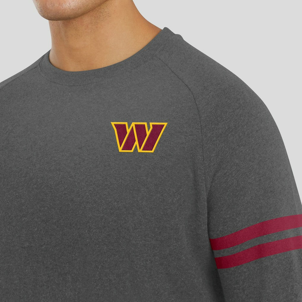 Washington Commanders J. Palmer Players Lounge Raglan Tri-Blend Sweatshirt - Dark Heather Gray sale
