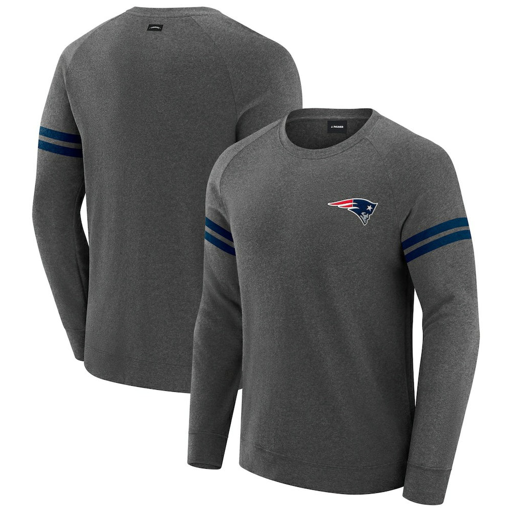 New England Patriots J. Palmer Players Lounge Raglan Tri-Blend Sweatshirt - Dark Heather Gray sale