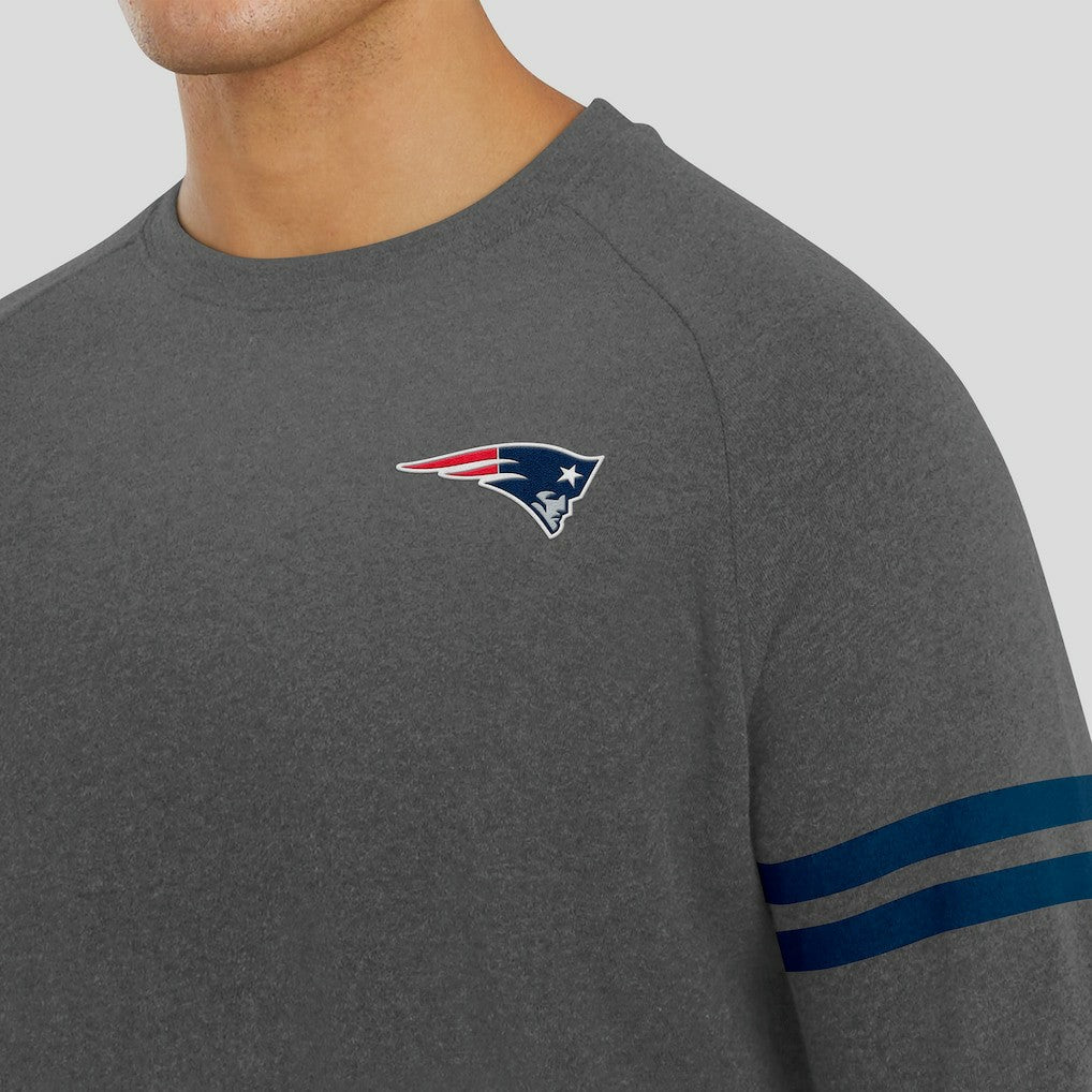 New England Patriots J. Palmer Players Lounge Raglan Tri-Blend Sweatshirt - Dark Heather Gray sale