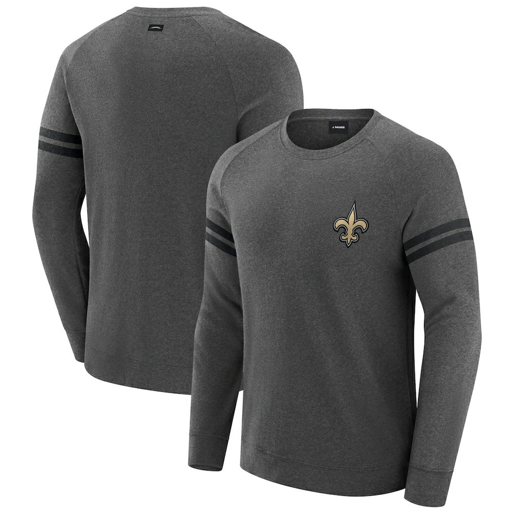 New Orleans Saints J. Palmer Players Lounge Raglan Tri-Blend Sweatshirt - Dark Heather Gray online