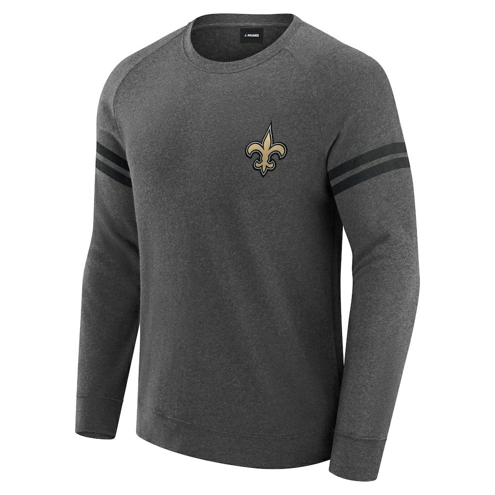 New Orleans Saints J. Palmer Players Lounge Raglan Tri-Blend Sweatshirt - Dark Heather Gray online