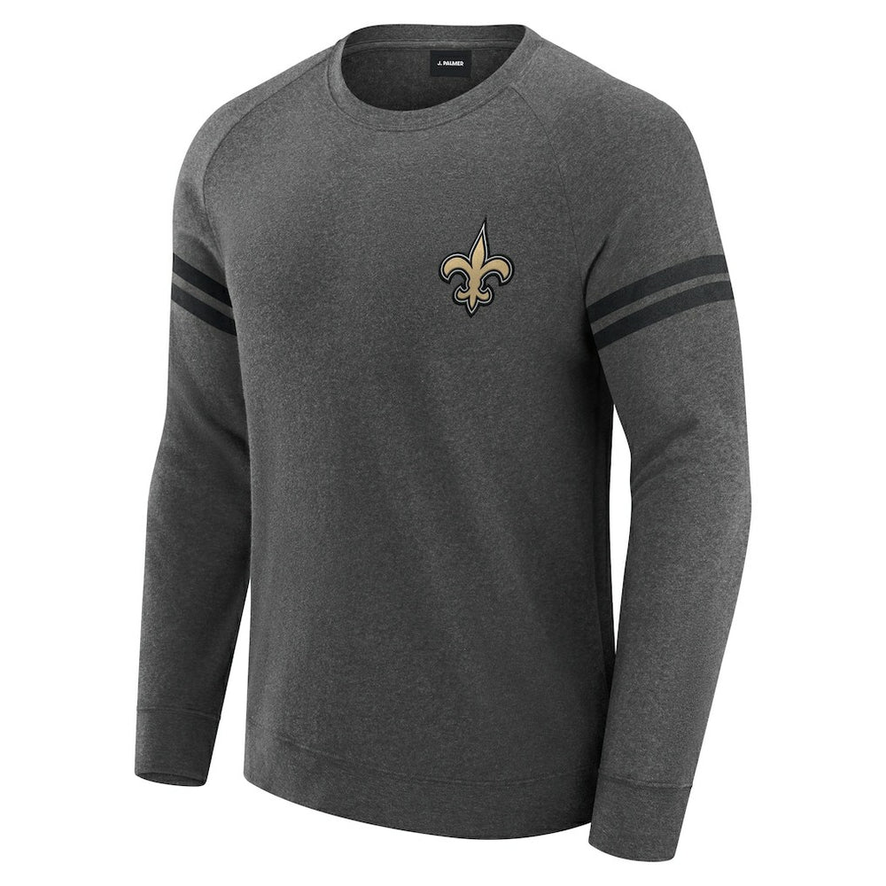 New Orleans Saints J. Palmer Players Lounge Raglan Tri-Blend Sweatshirt - Dark Heather Gray online