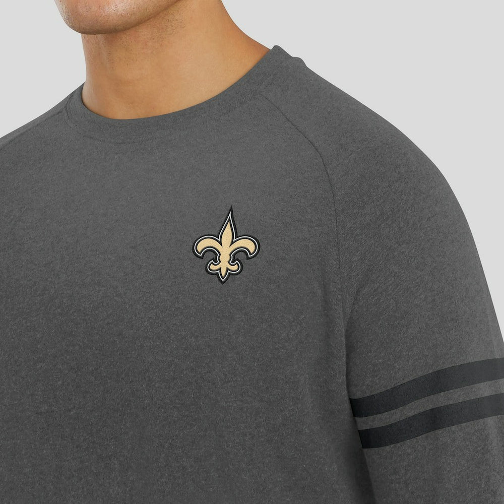 New Orleans Saints J. Palmer Players Lounge Raglan Tri-Blend Sweatshirt - Dark Heather Gray online