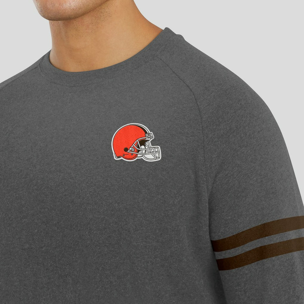 Cleveland Browns J. Palmer Players Lounge Raglan Tri-Blend Sweatshirt - Dark Heather Gray discount